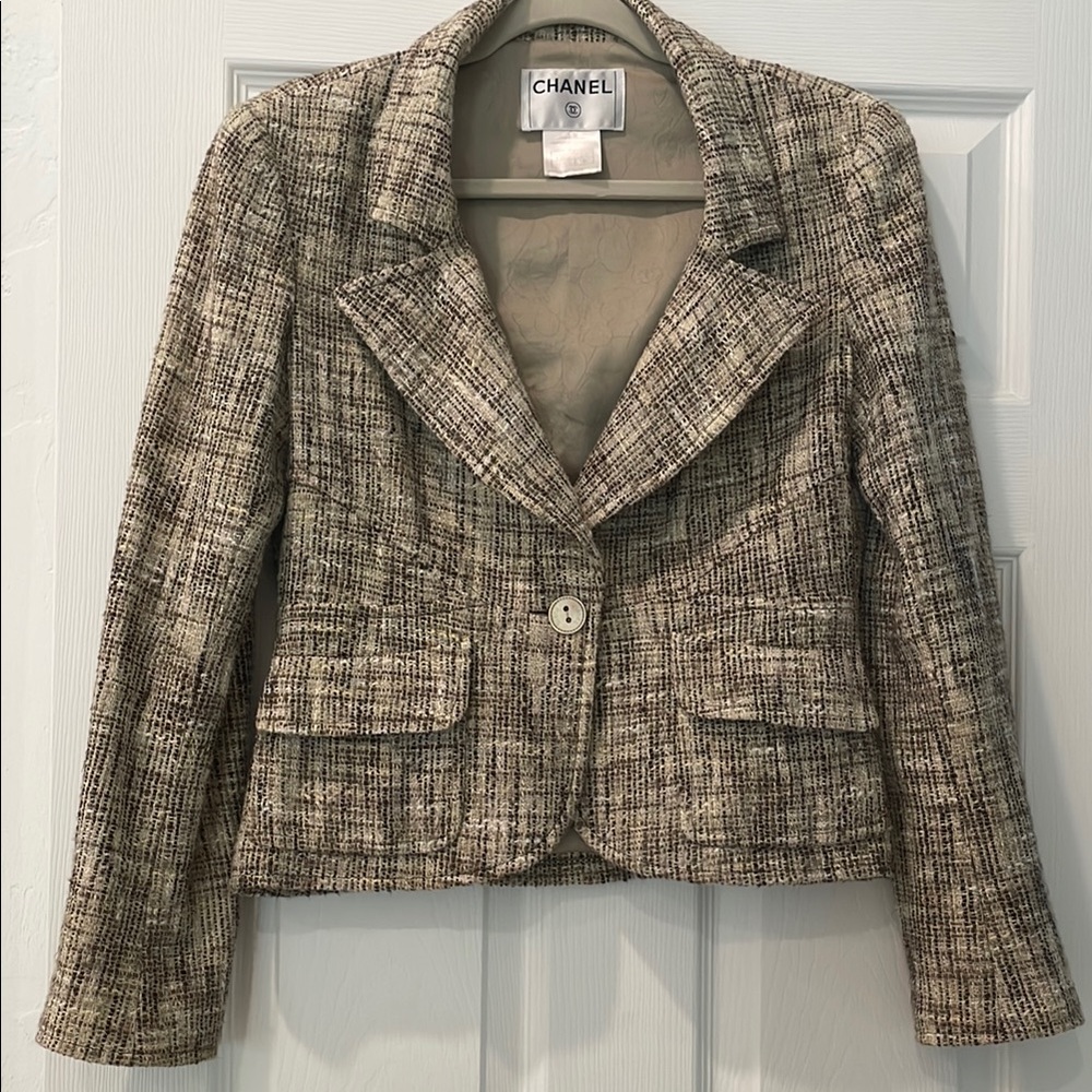 Chanel brown and beige Blazer with Structured Shoulders